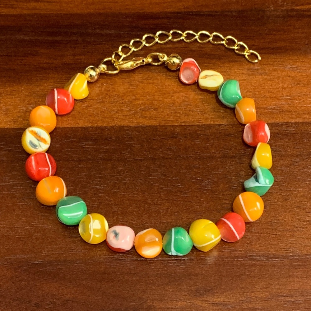 Handmade multi color shell bracelet